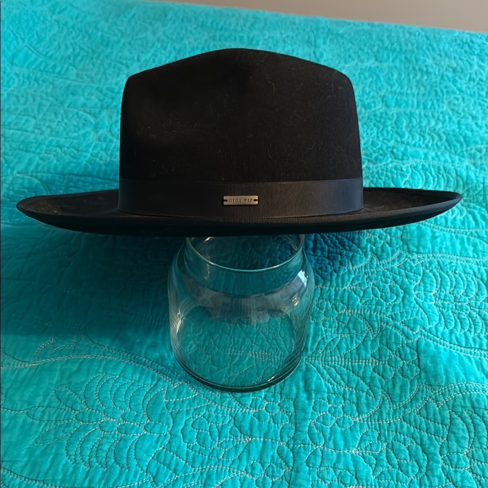 GIGI PIP Black Wide-Brim Fedora Hat